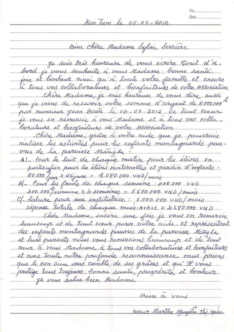 Lire la suite à propos de l’article Courrier de Soeur Marthe